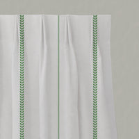 Green Striped Linen Pleated Curtains - Berit Parrot Green - White base fabric.