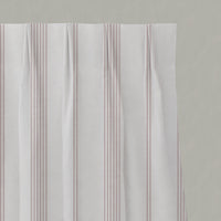 Pink Striped Linen Pleated Curtains - Brea Peony-WHT - White base fabric.