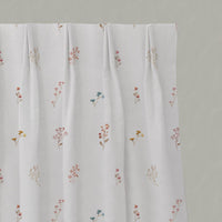 Multi-Coloured Floral Linen Pleated Curtain - Bridget-WHT - White base fabric.