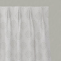 Neutral / Grey Patterned Linen Pleated Curtains - Britt Greige Clay - White base fabric.
