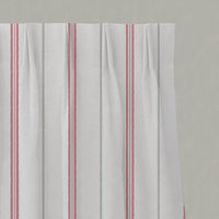 Grey / Red Striped Linen Pleated Curtains - Elise Dream Red-WHT - White base fabric.