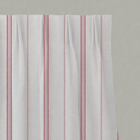 Red / Pink Striped Linen Pleated Curtains - Elise Red-WHT - White base fabric.