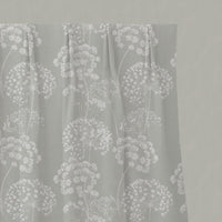 Neutral / Grey Floral Linen Pleated Curtains - Erleen INV Greige Clay - White base fabric.