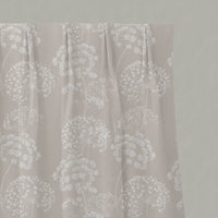 Neutral / Cream Floral Linen Pleated Curtains - Erleen INV SandWind - White base fabric.