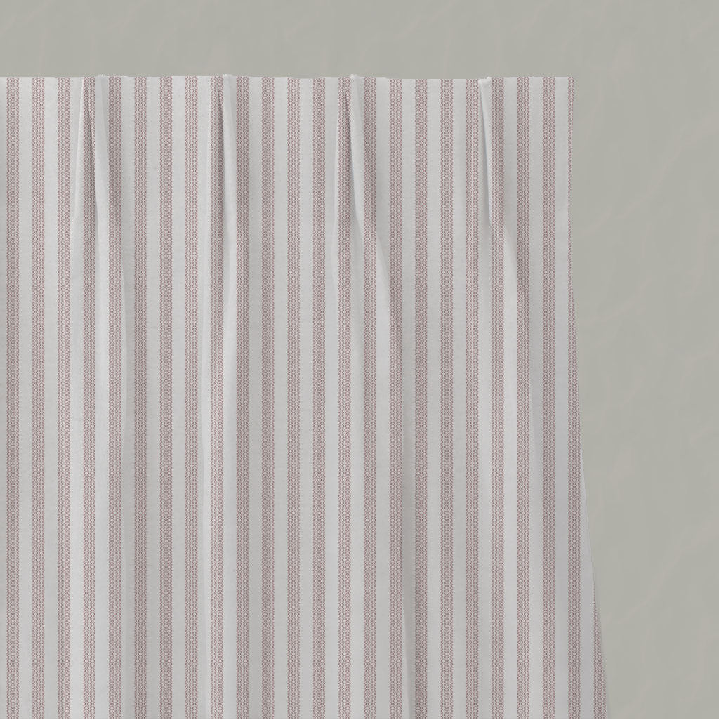 Pink Striped Linen Pleated Curtains - Evianne Peony-WHT - White base fabric.