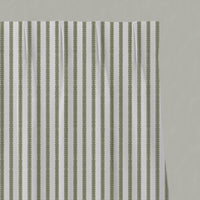 Green Patterned Linen Pleated Curtain - Fionna Moss-WHT - White base fabric.