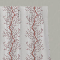 Pink Botanical Linen Pleated Curtains - Galilea Pink - White base fabric.