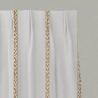 Orange / Yellow Striped Linen Pleated Curtains - Helena Ochre - White base fabric.