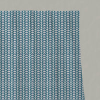 Blue Patterned Linen Pleated Curtains - Hilda Night Blue - White base fabric.