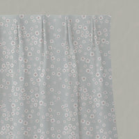 Grey / Pink Floral Linen Pleated Curtains - Janika Peony - White base fabric.