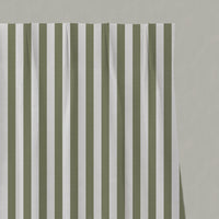 Green Striped Linen Pleated Curtains - Liliana Moss-WHT - White base fabric.