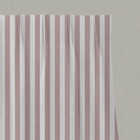 Pink Striped Linen Pleated Curtains - Liliana Peony-WHT - White base fabric.