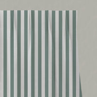 Green Striped Linen Pleated Curtains - Liliana Sage-WHT - White base fabric.
