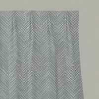 Grey Patterned Linen Pleated Curtains - Lulu Greige - White base fabric.