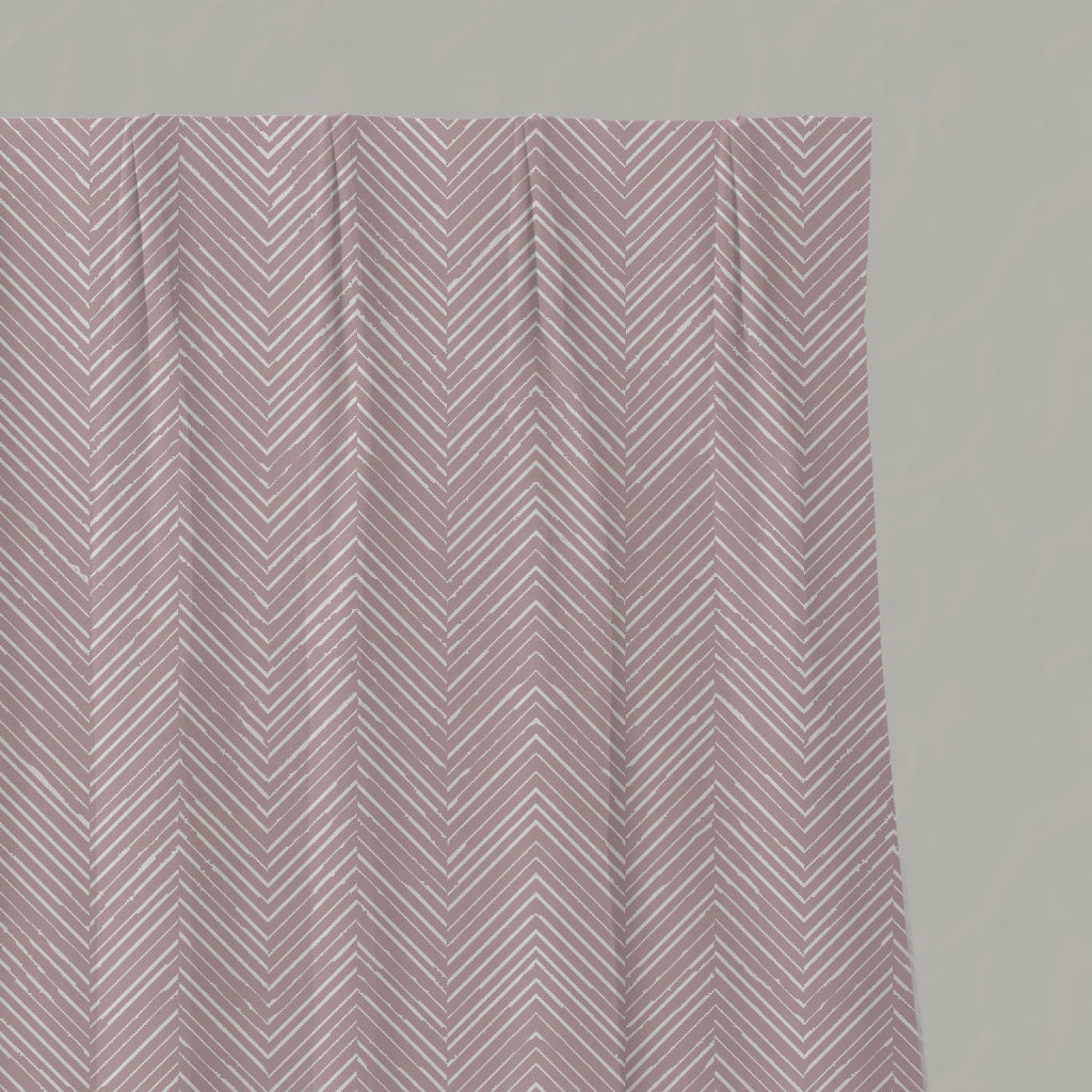 Pink Patterned Linen Pleated Curtains - Lulu Peony - White base fabric.