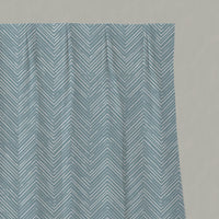 Blue Patterned Linen Pleated Curtains - Lulu Shadow Blue - White base fabric.