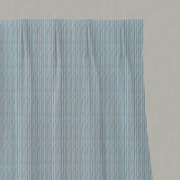 Blue Striped Linen Pleated Curtains - Maisa Blue Mist - White base fabric.