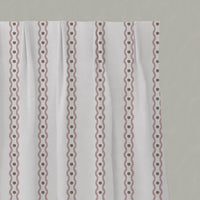 Pink Abstract Striped Linen Pleated Curtain - Margarie Peony-WHT - White base fabric.