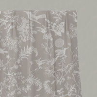 Neutral / Grey Floral Linen Pleated Curtains - Marianne Almond - White base fabric.