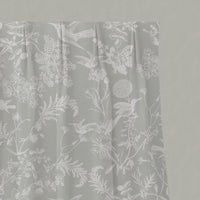 Neutral / Grey Floral Linen Pleated Curtains - Marianne Greige Clay - White base fabric.