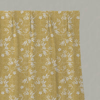 Yellow Floral Linen Pleated Curtains - Merisa Gold Amber - White base fabric.