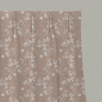 Pink Floral Linen Pleated Curtains - Merisa New Blush - White base fabric.
