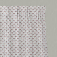 Pink Botanical Linen Pleated Curtain - Olgie Peony-WHT - White base fabric.