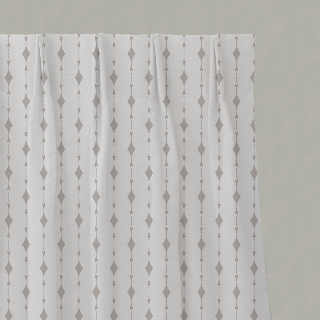 Neutral / Grey Patterned Linen Pleated Curtains - Olinka Grey Sand - White base fabric.