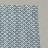 Blue Patterned Linen Pleated Curtains - Oona Shadow Blue - White base fabric.