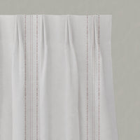 Pink Striped Linen Pleated Curtains - Reyna Peony-WHT - White base fabric.