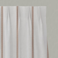Pink Striped Linen Pleated Curtains - Rune New Blush - White base fabric.