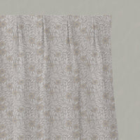 Neutral / Grey / Brown Floral Linen Pleated Curtains - Ruth Powder Sand - White base fabric.