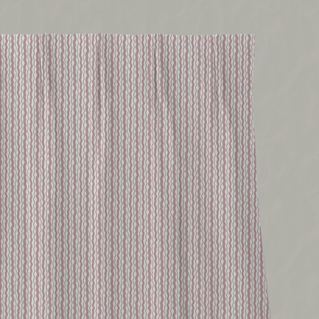 Pink Patterned Linen Pleated Curtains - Safiya Peony-WHT - White base fabric.