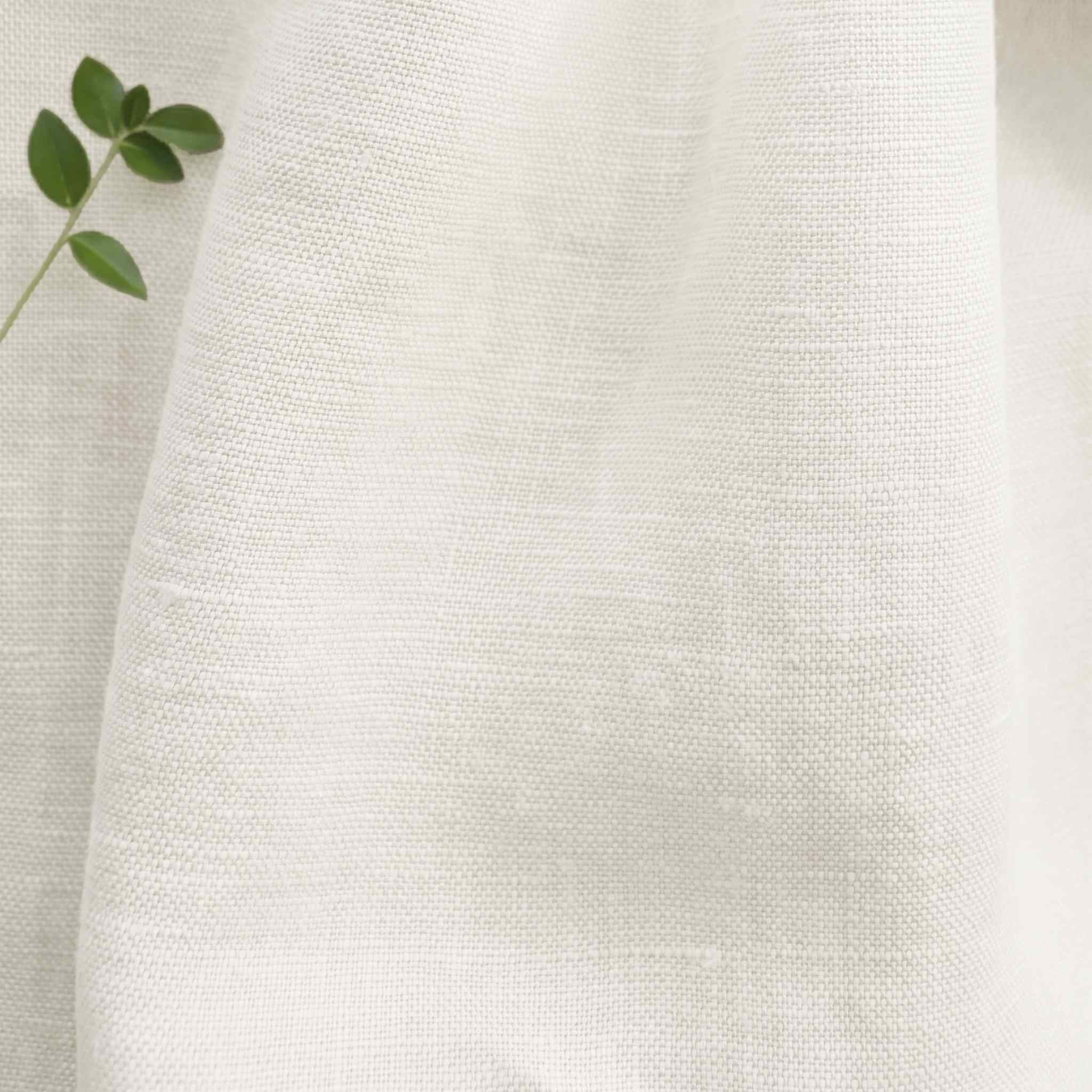 Pure White 100% Linen Fabric - close-up. Beata Brilliant White by Ada & Ina Fabrics