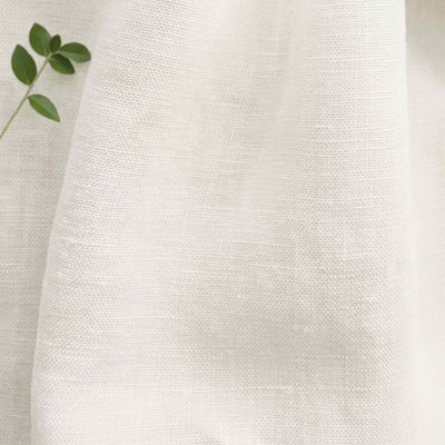 Pure White 100% Linen Fabric - close-up. Beata Brilliant White by Ada & Ina Fabrics
