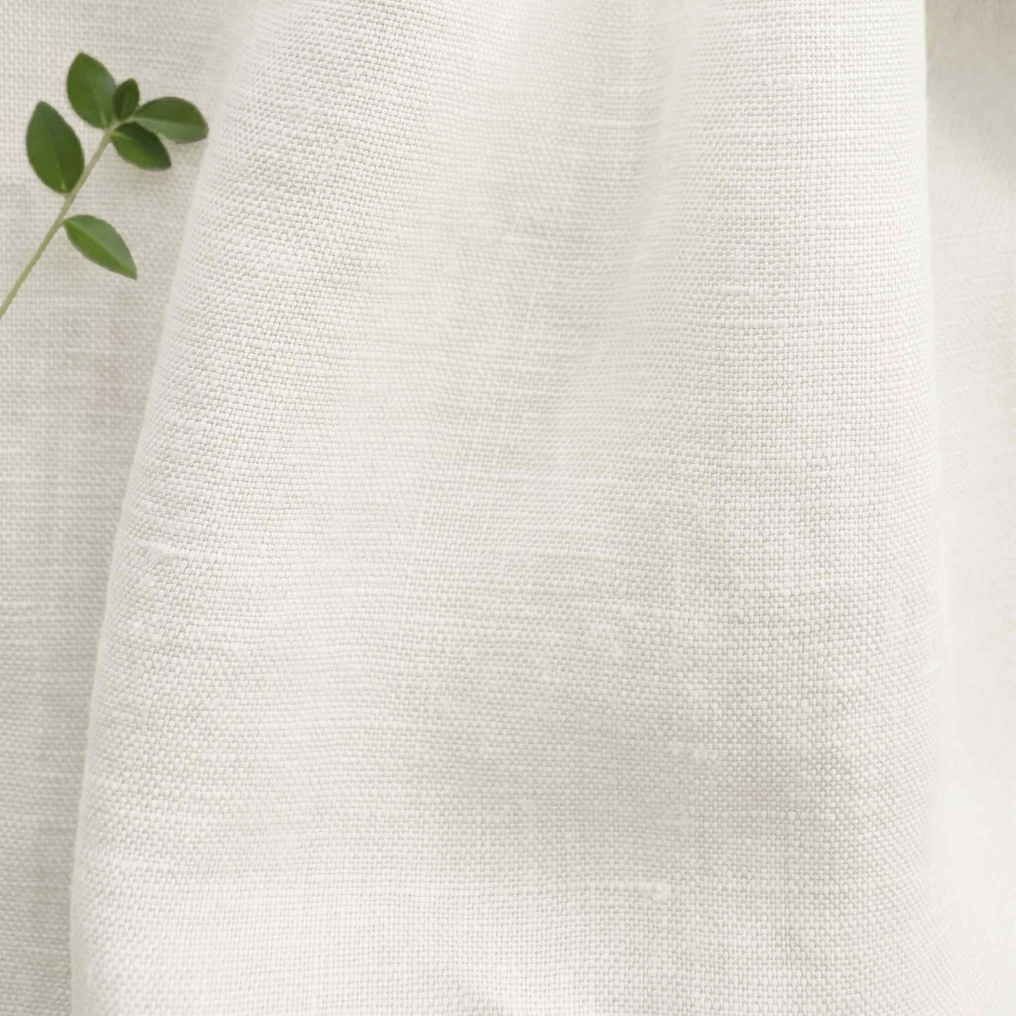 Pure White 100% Linen Fabric - close-up. Beata Brilliant White by Ada & Ina Fabrics