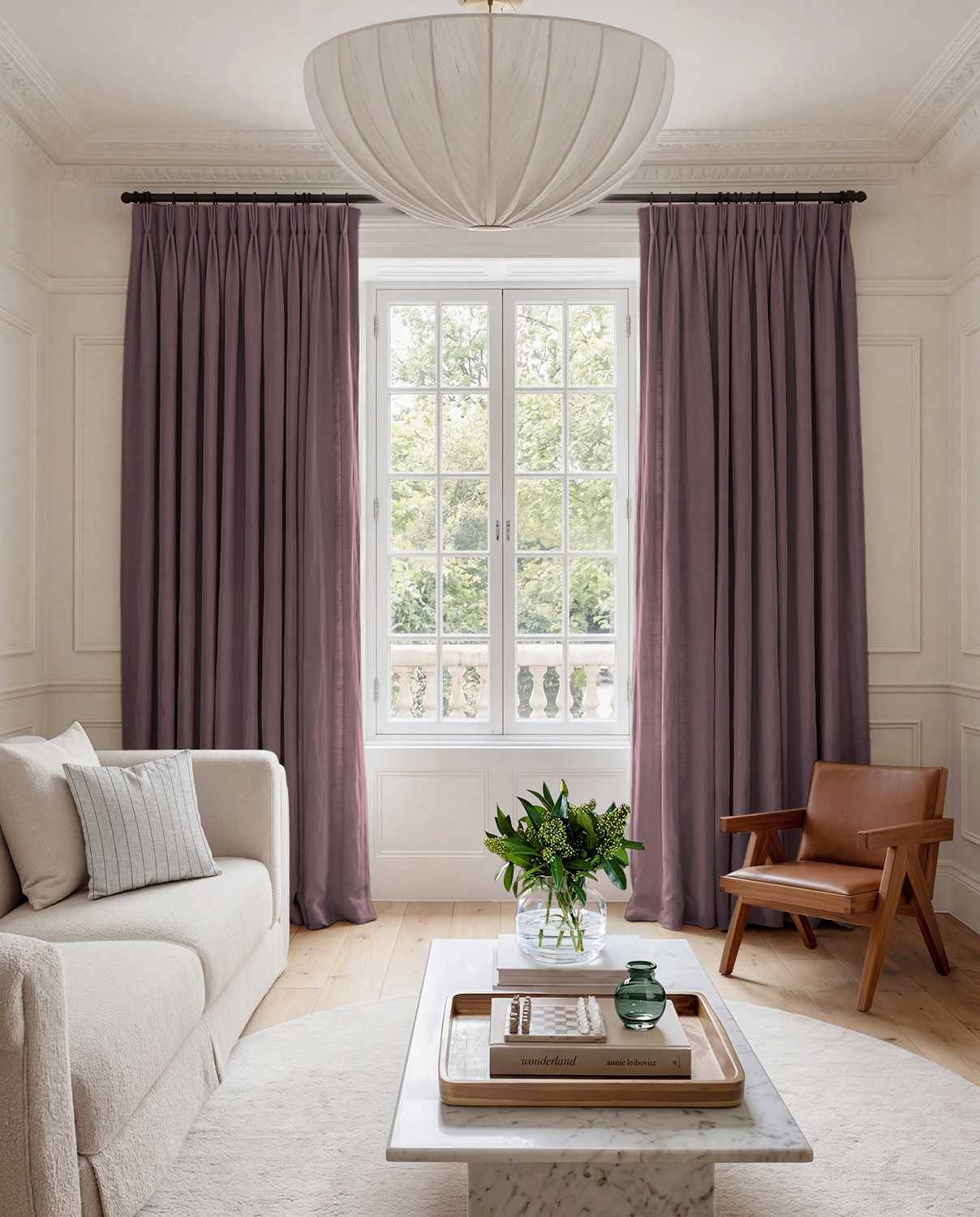 Purple Linen Living room curtains - 100% pre-washed linen. Bianco Plum by Ada & Ina.