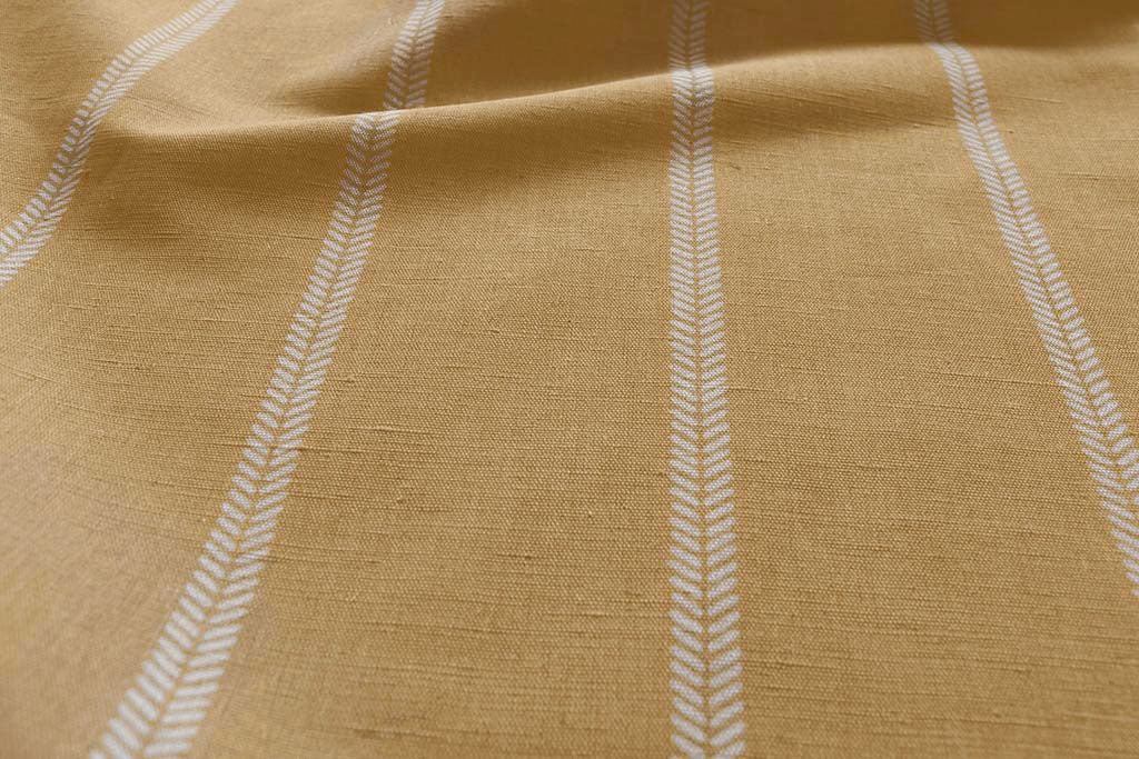 Rana Gold Ochra - Orange Yellow curtain fabric with hand drawn stripes