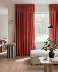Red Pleated linen curtains. Made of soft Linen Cotton fabric Enni Coral by Ada & Ina