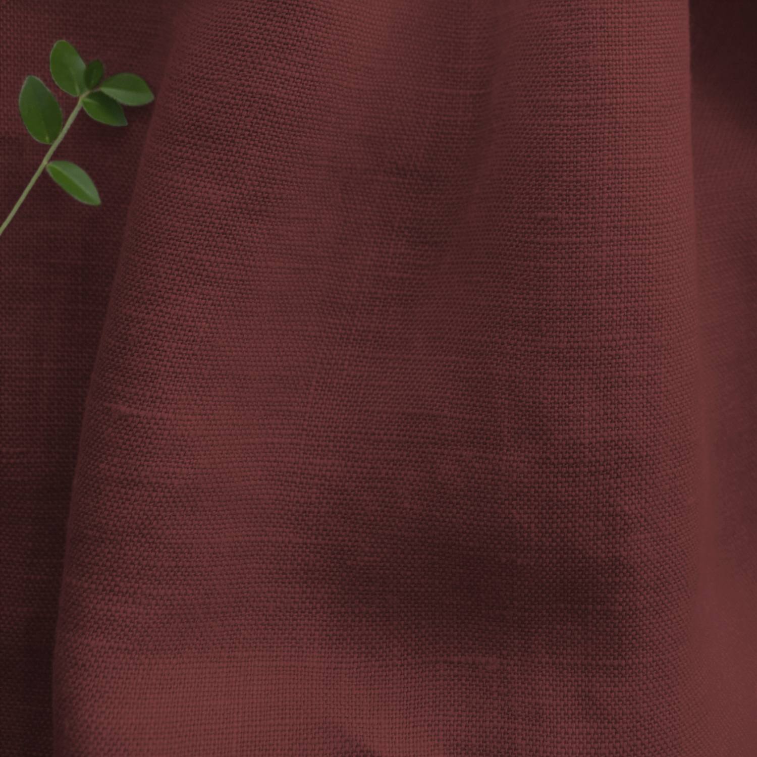 Red 100% Linen Fabric - close-up. Bea Saffron by Ada & Ina Fabrics