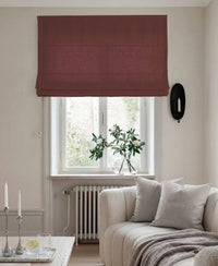 Red 100% Linen Roman blind. Bea Saffron by Ada & Ina Fabrics