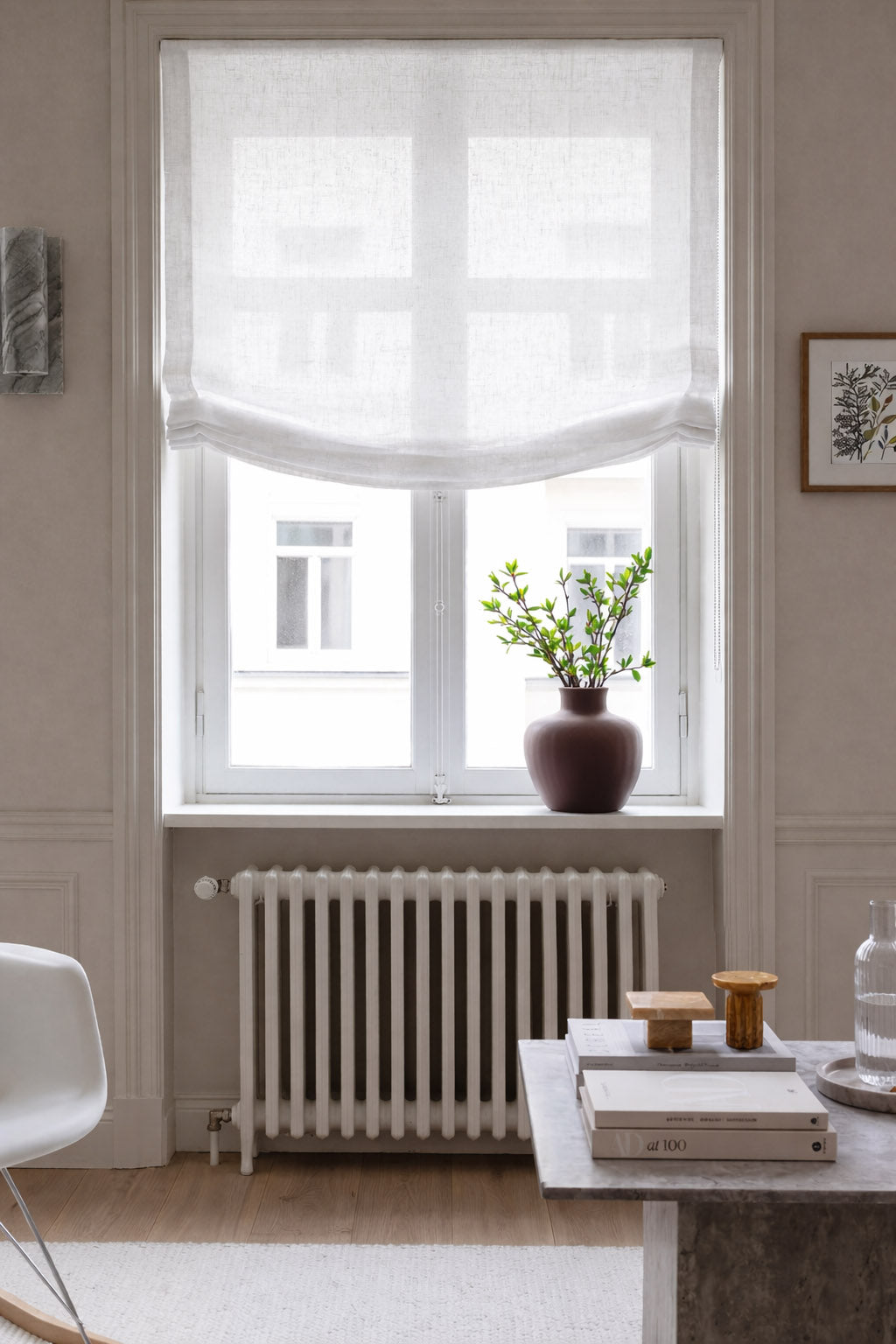 Made To Measure Roman Blind - White Linen - Relaxed Look