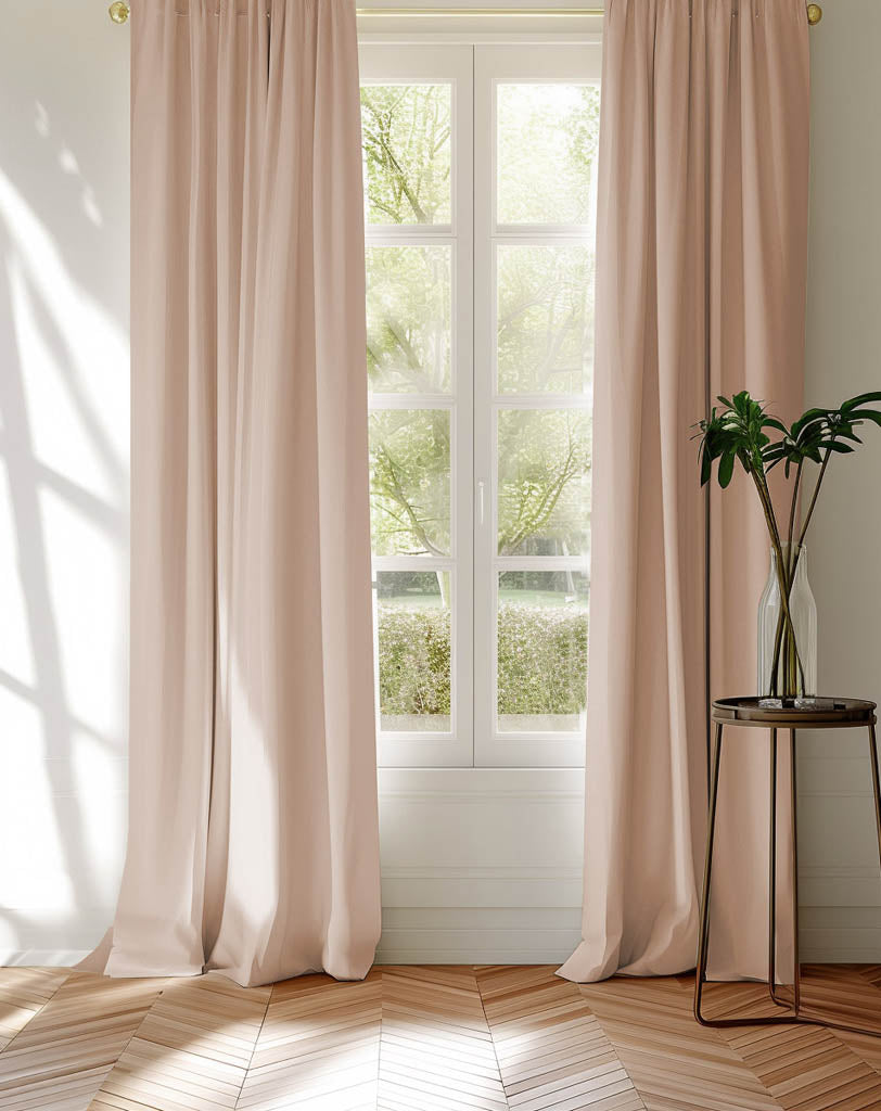 A pair of pink cotton curtains, Lifestyle shot