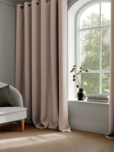 Dinah Rose - Subtle Pink lined Linen Mix Curtains with Blackout lining