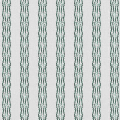 Evianne Sage-WHT - White curtain fabric with Green Striped print