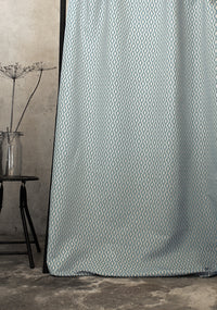 Oona Sage - White linen fabric, Sage Green abstract print