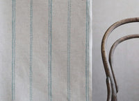 Rae Sage - Curtain fabric with green hand drawn stripes