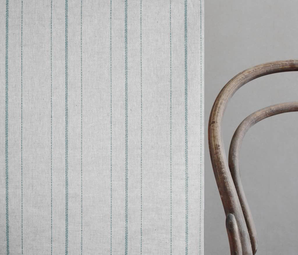 Inari Sage - Curtain fabric with Green striped print