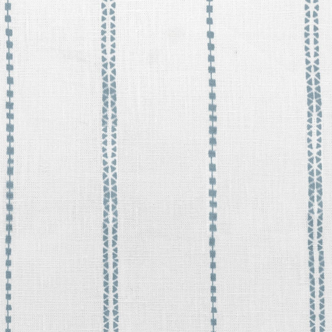 Inga Shadow Blue - White fabric with Blue decorative stripes, 100% Linen
