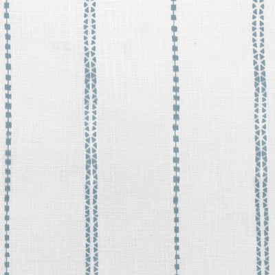 Inga Shadow Blue - White fabric with Blue decorative stripes, 100% Linen